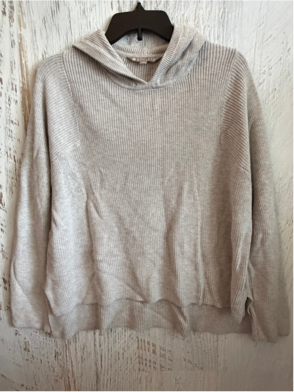 Women's Athleta Beige Knit Hoodie Sweatshirt Size M